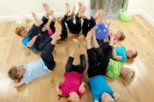 Balloon game in a Yoga for Kids class
